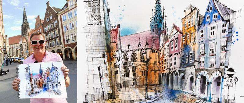 Sketching a German Fairytale Village. Live.