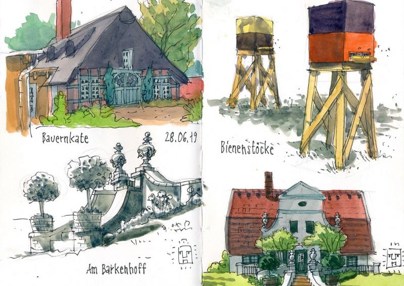**Kontur trifft Farbe - unterwegs mit dem Skizzenbuch